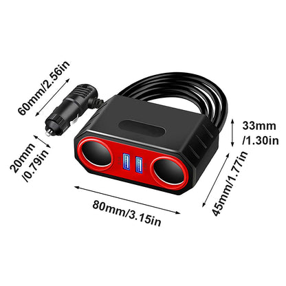 Mini Phone Charger Car Cigarette Lighter Adapter Socket Splitter 12V/24V Dual USB Ports for Navigator, Dashcam, Radar Detector and More