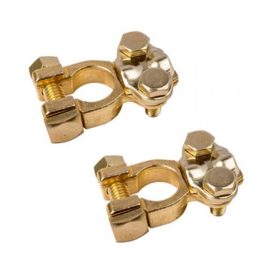 Ampper Brass Battery Terminal Connectors, Top Post Battery Terminals Connector Battery Cable Ends for Marine Car Boat RV Vehicles (1 Pair)
