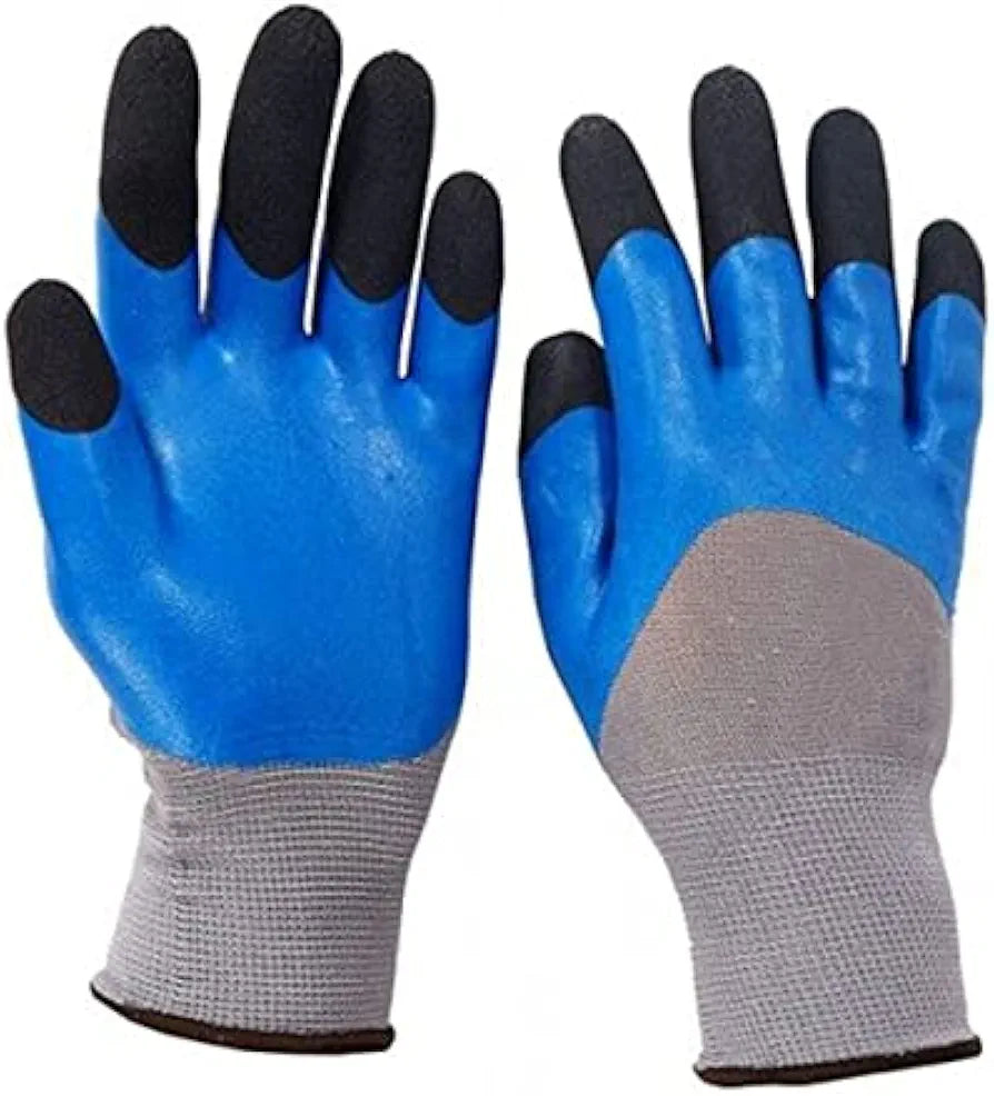 Nylon Nitrile Half Coated (Back Also) Industrial Safety Hand Gloves Anti-Cut | Cut Resistant | Heat Resistant | Industrial Use | for Finger and Hand Protection