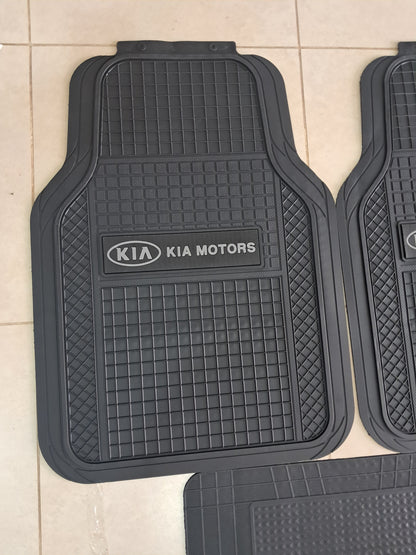 Kia Grey Logo SportLine Rubber Floor Mats – Anti-Slip All-Season 5 Piece Set