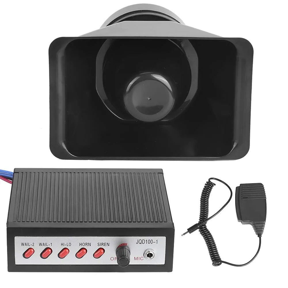 12V 100W 5 Sounds Loud Electronic Safety Horn, Car Warning Alarm with 5 Tones Loud Speaker, Siren Safety Horn Warning Speaker for Vehicles