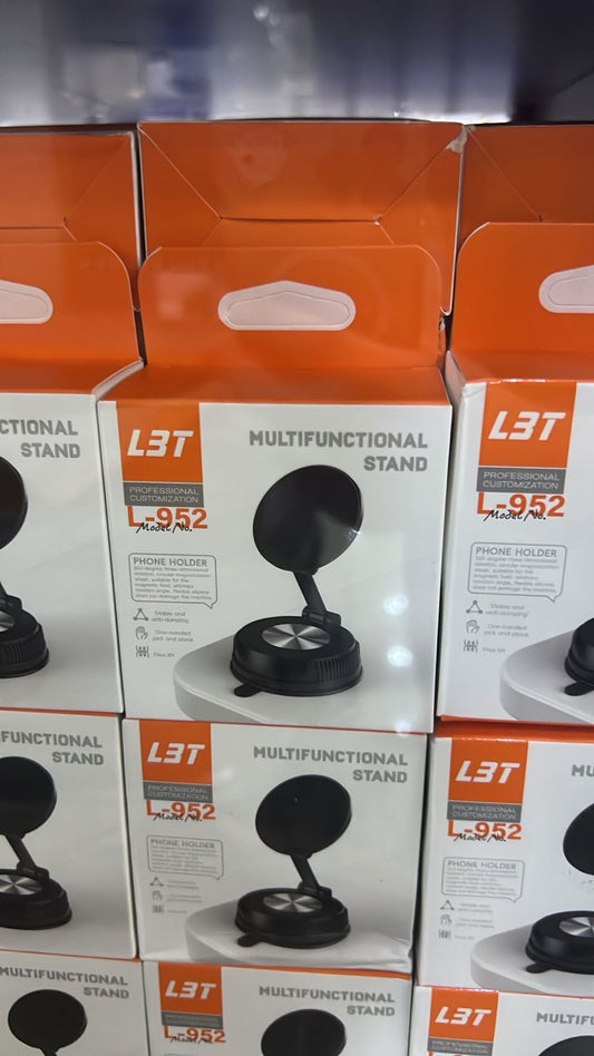LBT L-952 Magnetic Car Phone Holder – Multifunctional Stand, Strong Suction Base, 360° Rotation