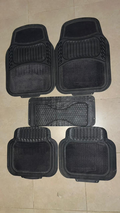 Universal Grey Luxury Carpet & Rubber Floor Mats – Premium 5PCS Set