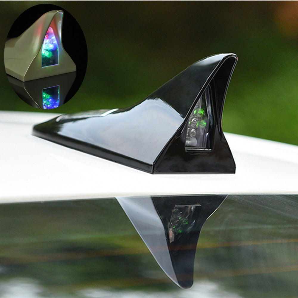 Automobile Shark Fin LED Antenna, Solar Power Car Shark Fin Shape Roof Antenna LED Car Styling Warning Flash Tail Light,for All Car