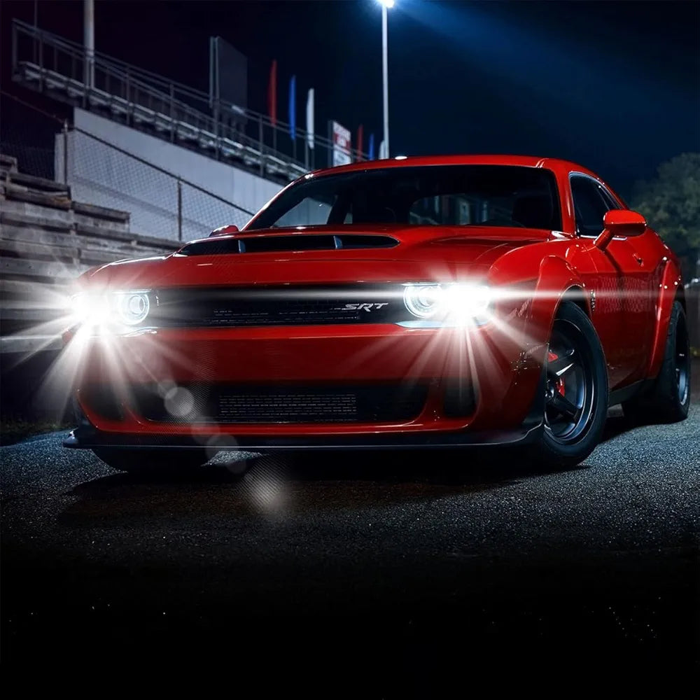 2 LED Headlight Bulbs, 100W 9000 Lumens Super Bright 6000K Cool White, Quick Install LED Conversion Kit, Halogen Replacement for Cars, Trucks & Motorcycles (Pack of 2)