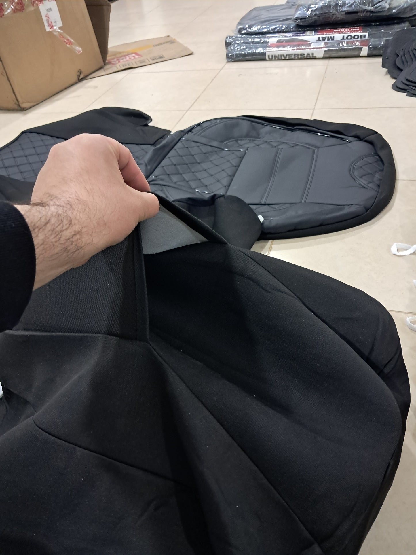 Universal Car Seat Cover Set – Leather & Fabric with Foam Padding (Full Interior Set)