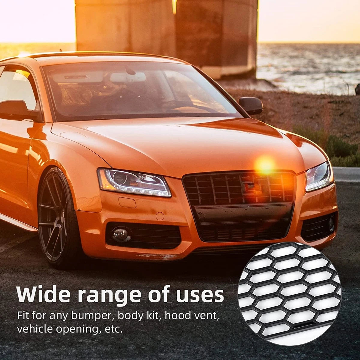 120×40 CM Car Racing Honeycomb Hex Mesh Grill Spoiler Bumper Vent New Black Plastic