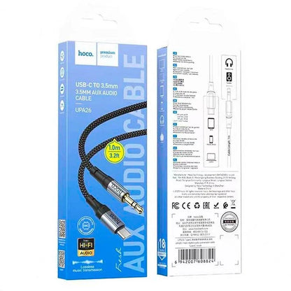HOCO UPA26 USB-C to 3.5mm AUX Cable – Hi-Fi Audio, Type-C to Car Stereo, 1M Braided Cable