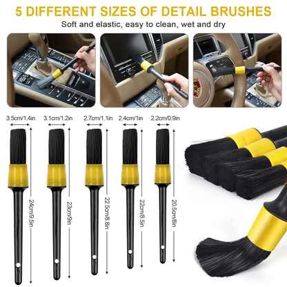 Car Cleaning Set, 20 Pieces Car Care Set, Car Detailing Brush Car Wash Set for Car Cleaning Interior and Exterior, Air Vent, Dashboard, Motor, Wheels, Household Cleaning