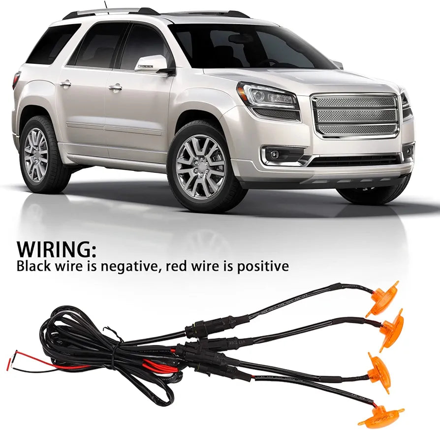 Universal Front Grille Light, Car LED Grille Lighting Kit LED Marker Lamps 3000k Yellow IP67 Waterproof for All Cars