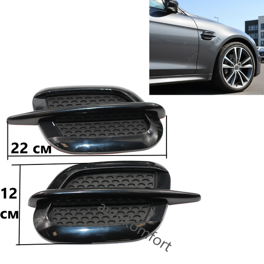 2 pieces Universal Car Side Fender Vent Trim – Sport Style (22 × 12 cm)