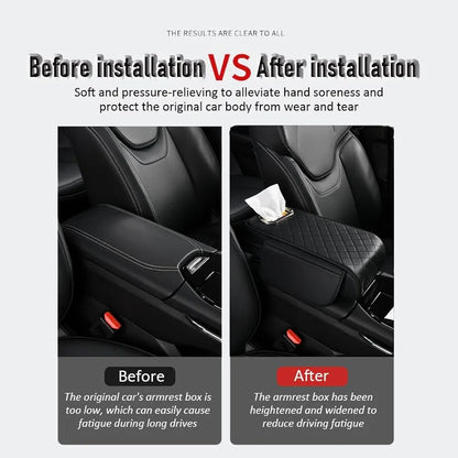 Car Console Armrest Cover with Memory Foam Cushion & Tissue Storage