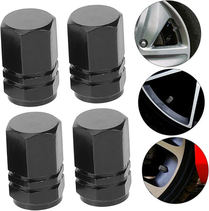 4 pcs Black Valve Cap Car Tire Caps Aluminum Alloy Tire Valves Stem for Car Air Air