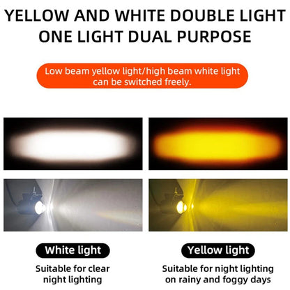 2X LED Headlight Yellow White Hi/Lo Spot Light Driving Fog Lamp ATV