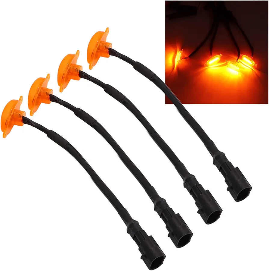 Universal Front Grille Light, Car LED Grille Lighting Kit LED Marker Lamps 3000k Yellow IP67 Waterproof for All Cars