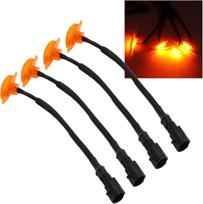 Universal Front Grille Light, Car LED Grille Lighting Kit LED Marker Lamps 3000k Yellow IP67 Waterproof for All Cars
