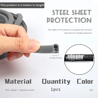 Car Grey Door Protection 5 m Rubber Edge Protection for Most Models