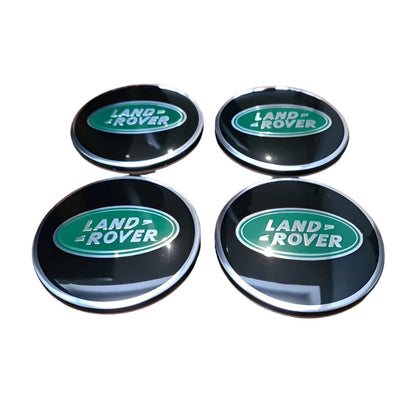 Set of 4 Range Rover Black, Green and Silver Alloy Wheel Centre Caps For Land Rover Badges Tuning - 63mm