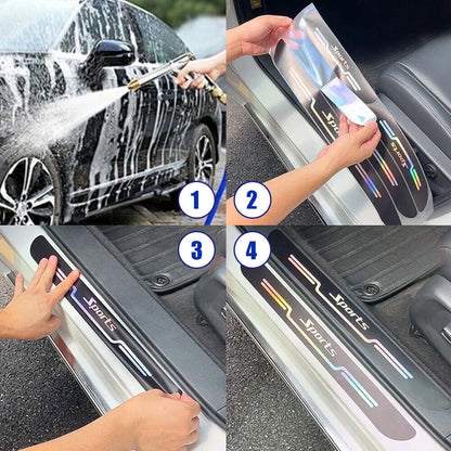 4PCS Car Door Sill Protector Strip Anti Scratch Threshold Bumper Film Sticker