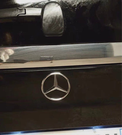 Silver 9 cm Rear Trunk Emblem Badge Decal Sticker for Mercedes Glossy