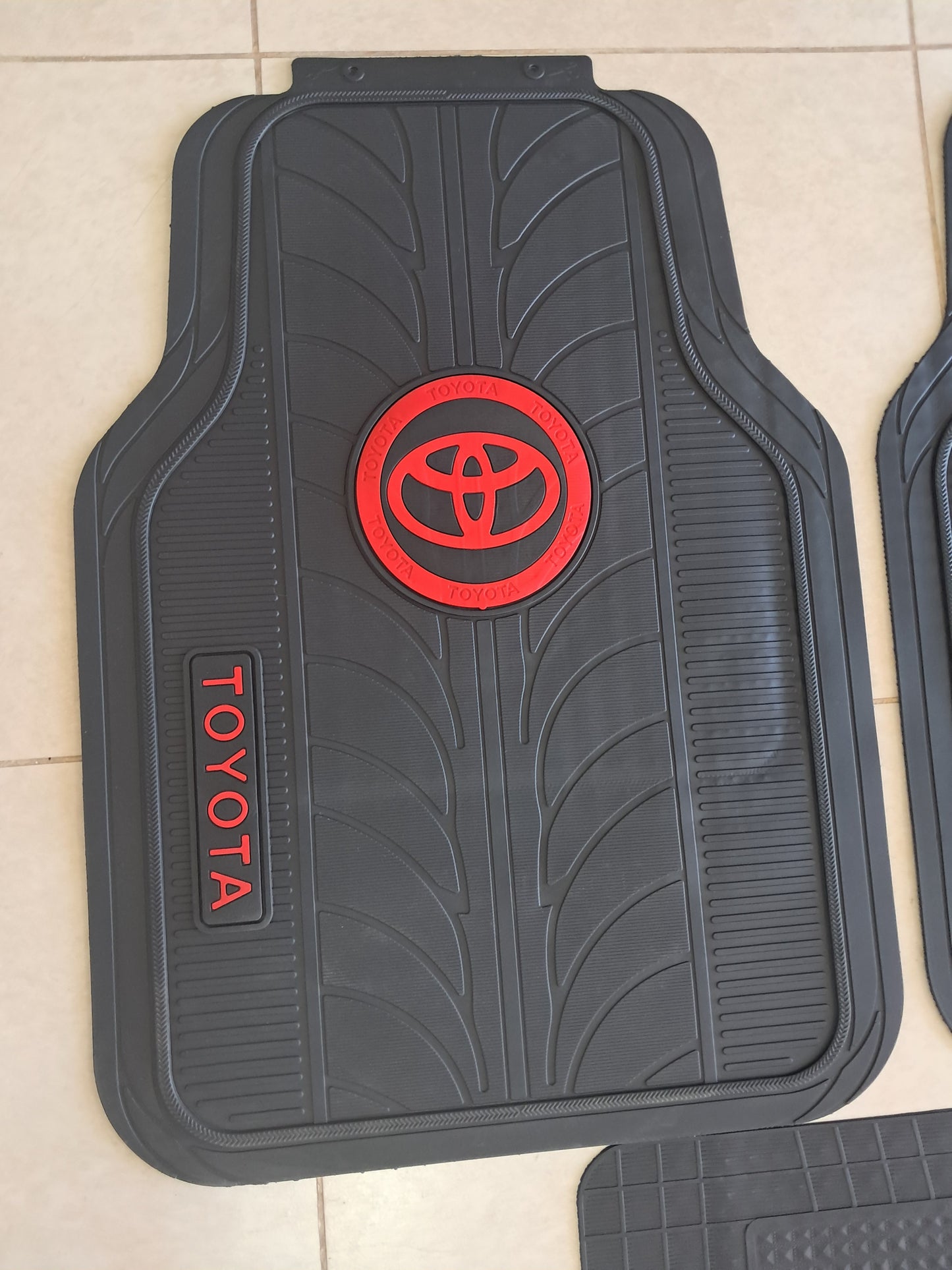 Toyota Red Logo Premium Line Rubber Mats – Waterproof Anti-Slip 5 Piece Set