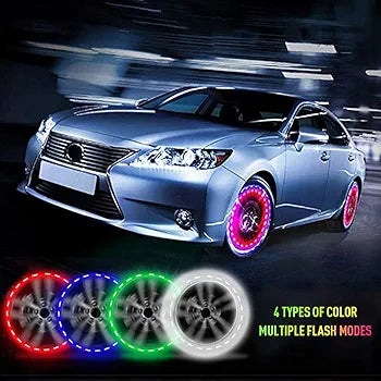 4x Solar Auto Flash LED Car Wheel Hub Tire Tyre Air Valve Cap Light Lamp 15 Mode