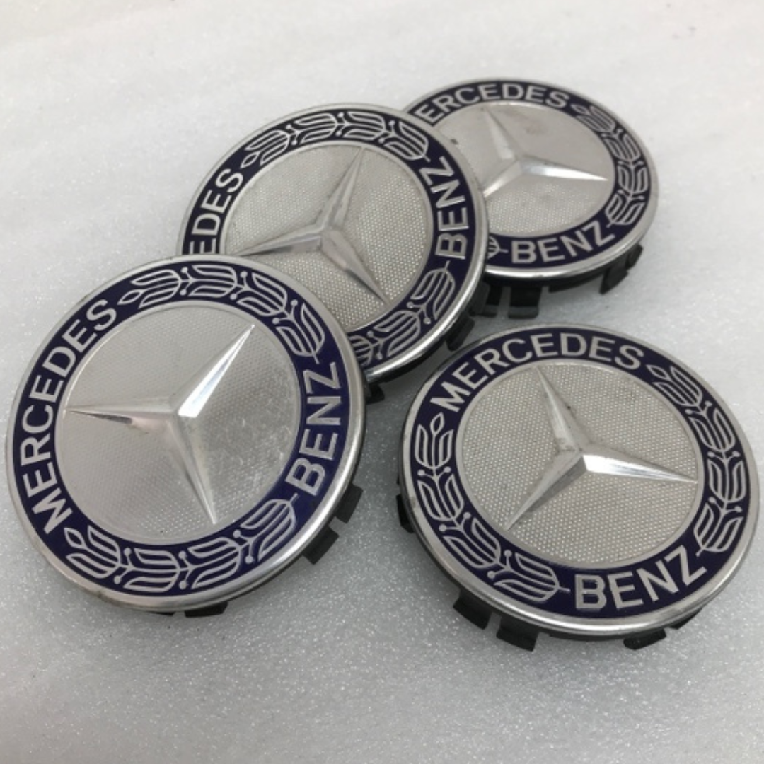 SET (4) CENTER CAPS REPLICA MERCEDES-BENZ B, C, CL, CLA, E Navy Blue