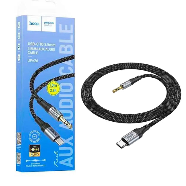 HOCO UPA26 USB-C to 3.5mm AUX Cable – Hi-Fi Audio, Type-C to Car Stereo, 1M Braided Cable