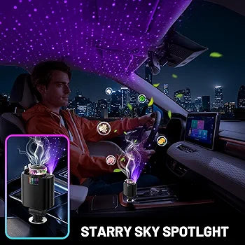 Starlight Car Charger,45W Fast Charging Adapter,5 in 1 Retractable Starry Stars Projection Car Chargers,Charger Adapter Cars Aromatherapy Diffuser for Essential Oils, Cars USB Cable