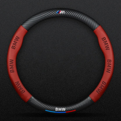 BMW Black And Red Carbon Fibre+PU Leather Steering Wheel Cover