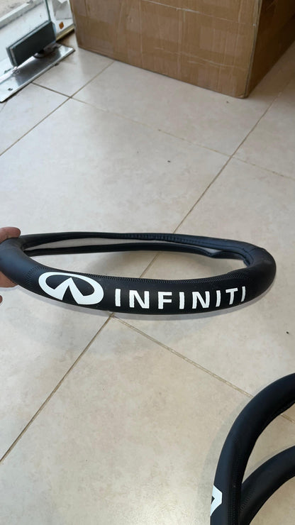 Black Leather Steering Wheel Cover with Custom Car Logo