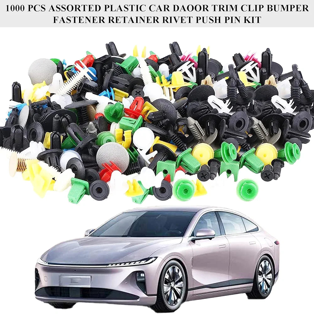 1000 Pieces Car Fixing Clip Plastic Rivet Clips with Disassembly Tool Assorted Fixing Rivets Universal Nylon Car Trim Clip for Bodywork, Door, Panel, Bumper