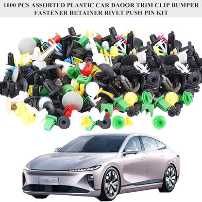 1000 Pieces Car Fixing Clip Plastic Rivet Clips with Disassembly Tool Assorted Fixing Rivets Universal Nylon Car Trim Clip for Bodywork, Door, Panel, Bumper