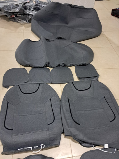 Universal Grey Car Seat Cover Set – Fabric with Foam Padding (Full Set + 4 Headrests)