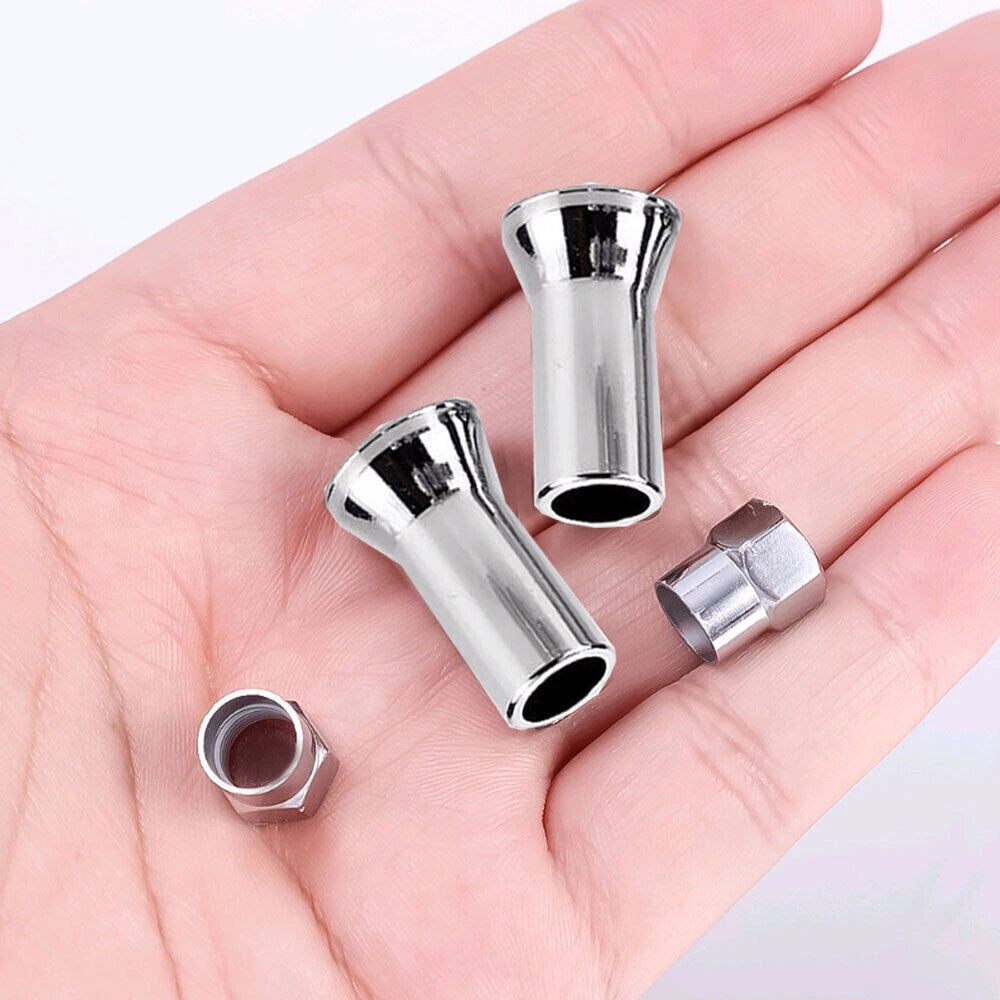 10Pcs Universal Car Tire Wheel Valve Stem Covers TR414 Chrome Hex Caps w/ Sleeve