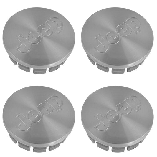 Set of 4 Wheel Center Caps Emblem, 56mm Black Logo Rim Center Hub Caps for Jeep Grand Cherokee/Wangler Rubicon/Liberty (Silver)