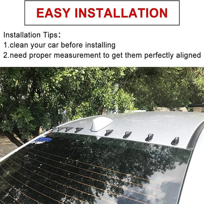 Air Vortex Generator Diffuser Shark Fin 10pcs Set Kit Compatible with Spoiler Roof Wing Pointed End Style Black