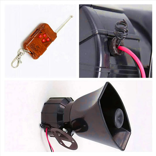 Car Horn Remote alarm horn Siren alarm Multiple Tone 100W Loud Car Warning Alarm Police Fire Siren Horn with Brown Remote Controller Wireless speaker Electric Horn for 12V car truck boat ect