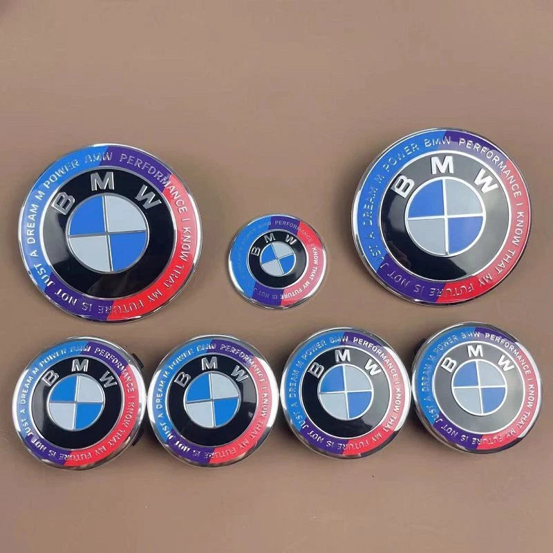 7Pcs 82mm BMW Hood Trunk Wheel Emblem Rim HubCaps Badges 74mm 56mm 45mm