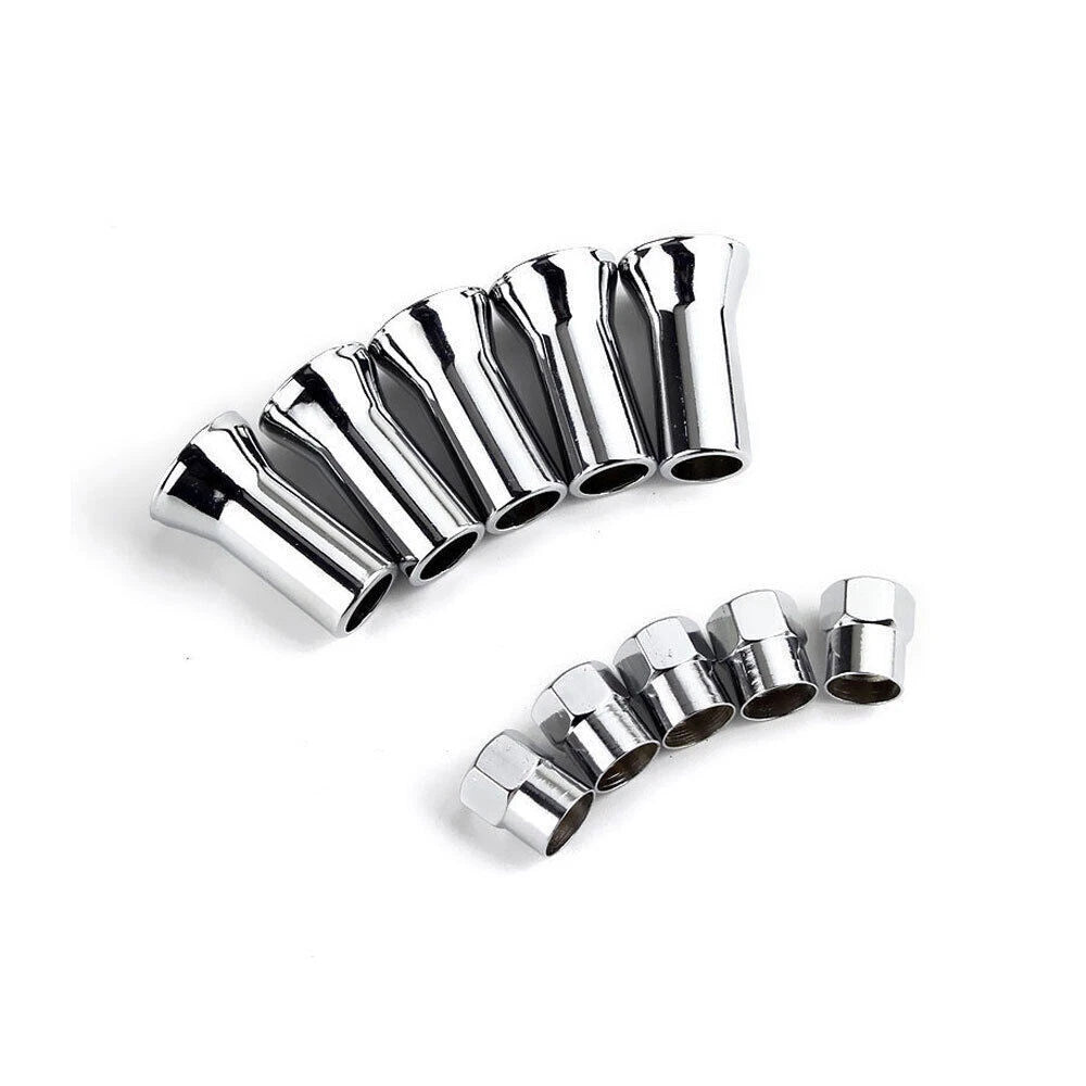 10Pcs Universal Car Tire Wheel Valve Stem Covers TR414 Chrome Hex Caps w/ Sleeve