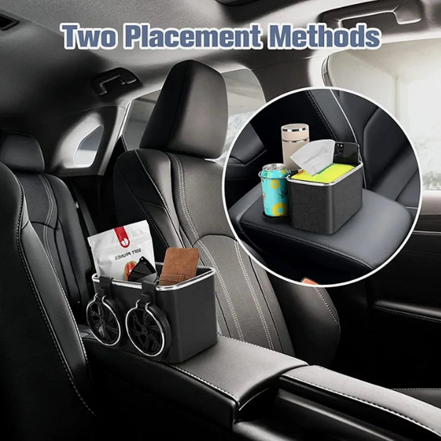 Car Armrest Storage Box - Car Armrest Storage Box with 2 Cup Holders, Autheal Armrest Storage Box, Multi-Functional Auto Console Organizer for Water Cup (Black)