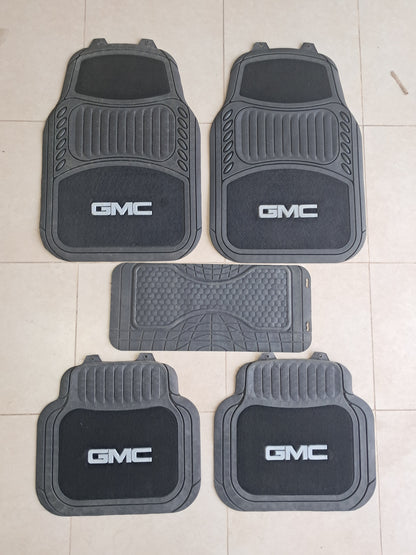 GMC Black Luxury Carpet & Rubber Floor Mats – Premium 5PCS Universal Set