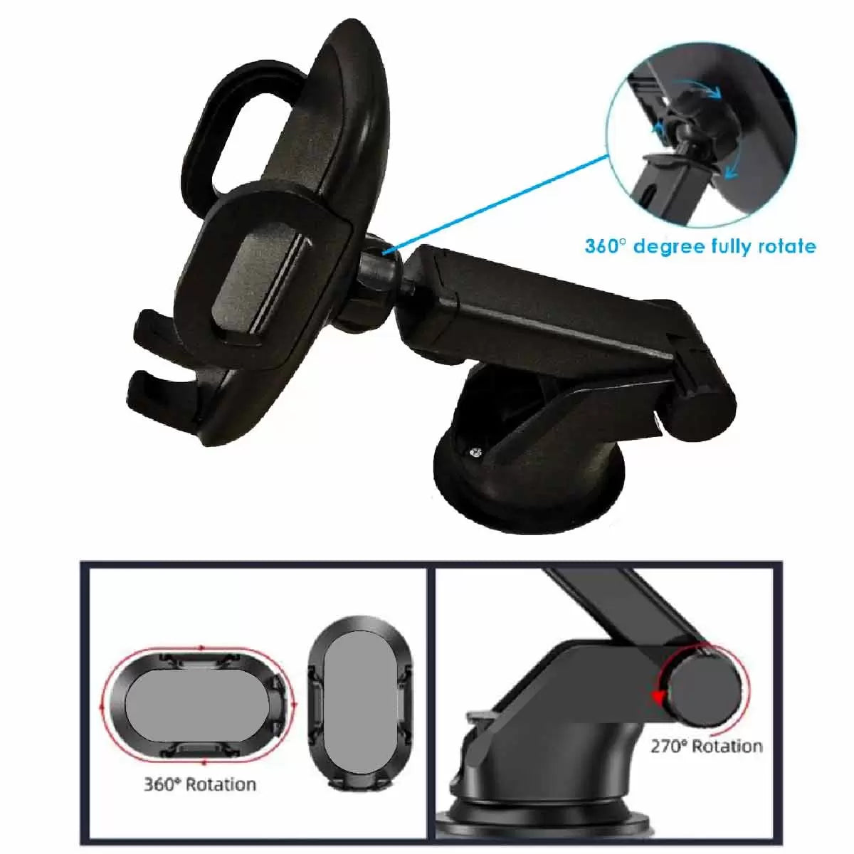 Universal Car Mount Holder for Mobile Phone with Suction Cup Rotating 360 Degree