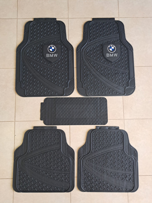 BMW Premium Shield Design All-Weather 5PCS Floor Mats Set – Universal Fit for All Vehicles
