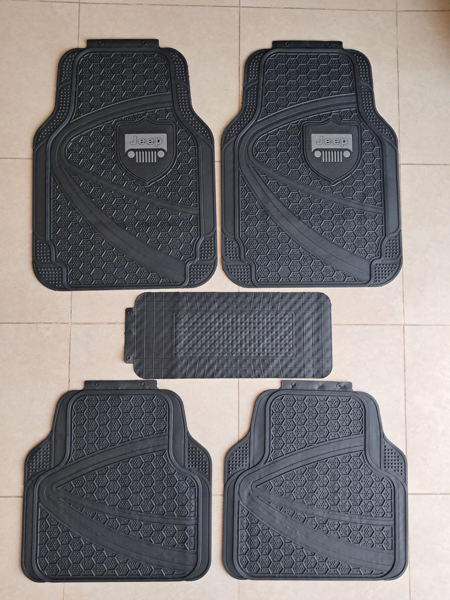 Jeep Premium Shield Design All-Weather 5PCS Floor Mats Set – Universal Fit for All Vehicles