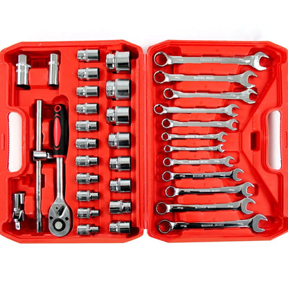 37pcs Spanner Socket Ratchet Wrench Set 1/2" Drive Car Repair Tool Kit Red