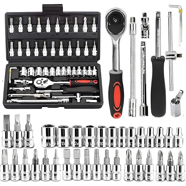 46pcs Car Repair Tool Kit 1/4-Inch Socket Set Car Repair Tool Ratchet Torque