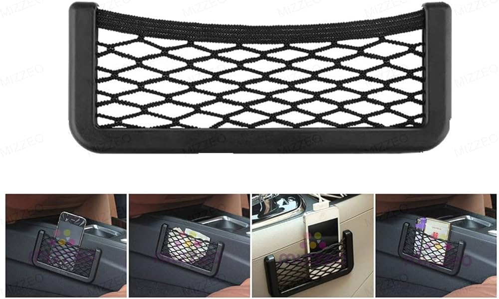 Car Storage Net Back Stick on Car Net Pocket Mesh Car Organizer Car Net Pocket Seat Side Storage for Phone Holder Pocket Organizer