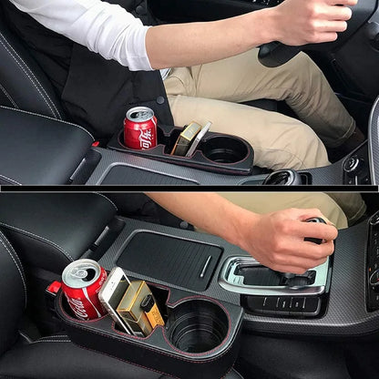 Car Cup Holder Expander with PU Leather Cover, Multifunction Car Seat Pocket Glove Phone Mount Organizer,Car Back Seat Storage for Drink Mug Bottle CellPhones Coasters Cards