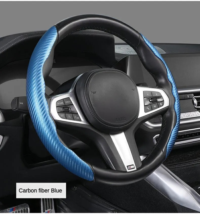 Car carbon fiber steering wheel cover non slip